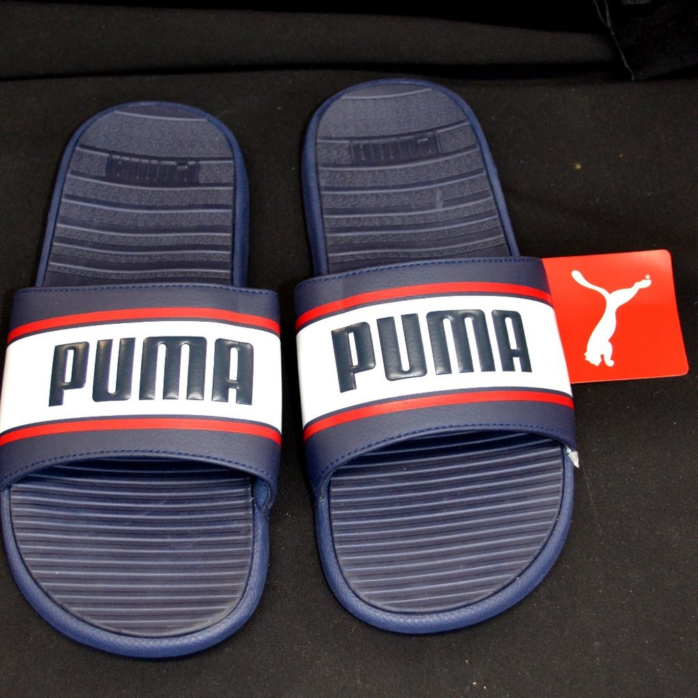 PUMA Men's Cool Cat Sport Slide Navy Sandal Flip Flop Slipper Size 10